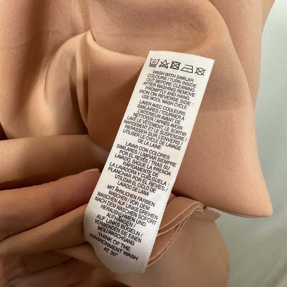 ASOS Maternity Fallen Shoulder Pleated Puff Sleeve Pencil Midi Dress‎ Rose Sz 8 - Picture 13 of 13